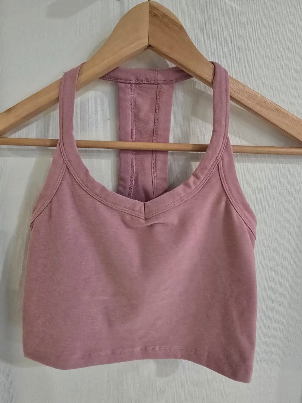 Beyond Yoga Spacedye Slim Racerback Cropped Tank XS Mauve Pink Built-In Bra
